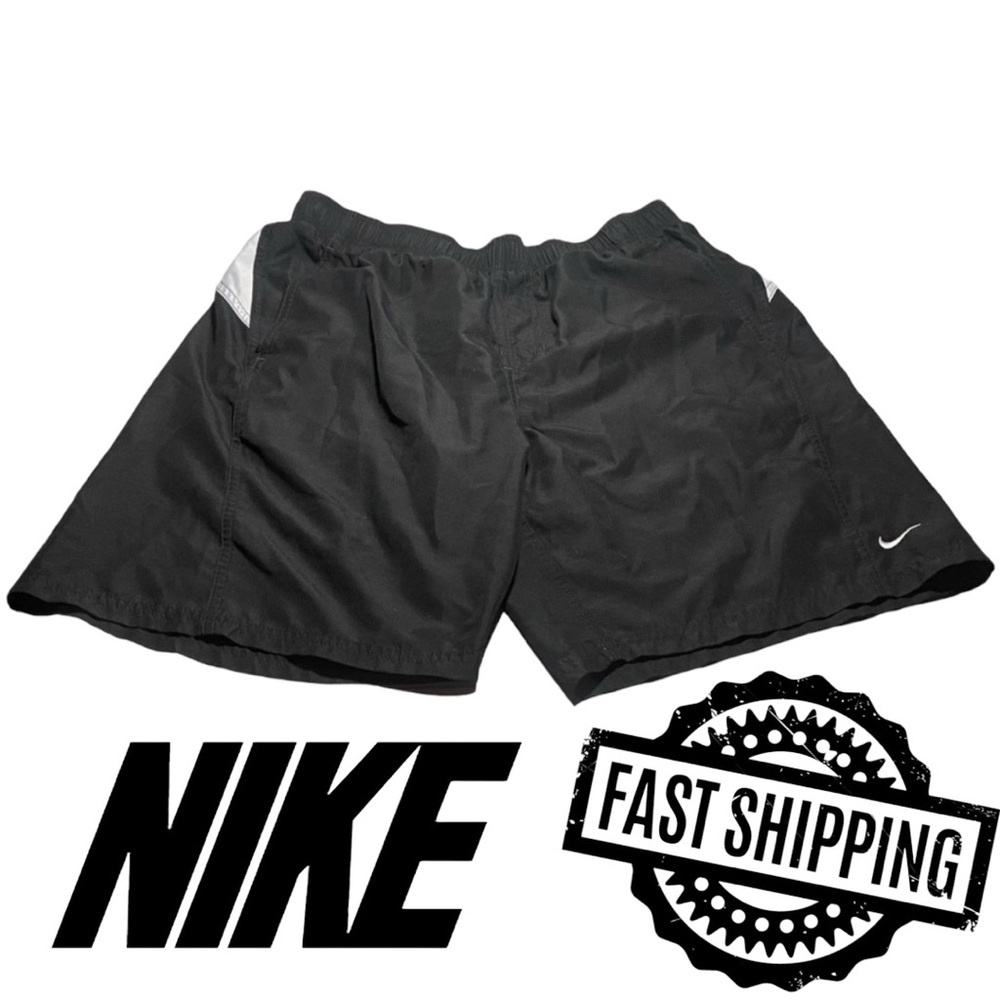 VTG 90s Y2K Nike Big Spell Out Nylon Swim Trunks Shorts Mens Large FAST SHIPPING